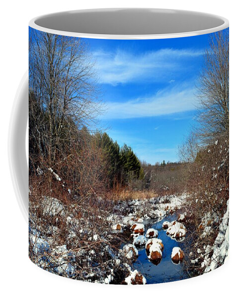 Snow Coffee Mug featuring the photograph Frosted River Grass by Dani McEvoy