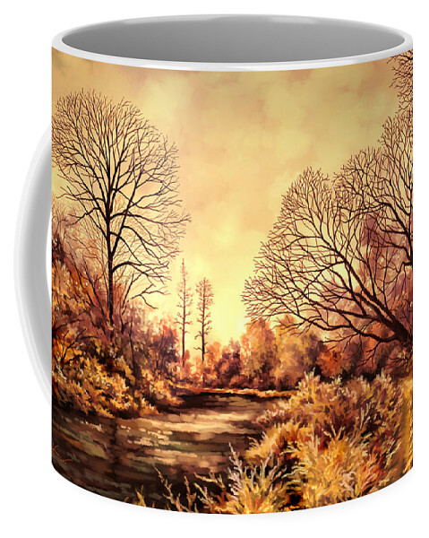 Nature Coffee Mug featuring the painting Frosty Morning by Hans Neuhart