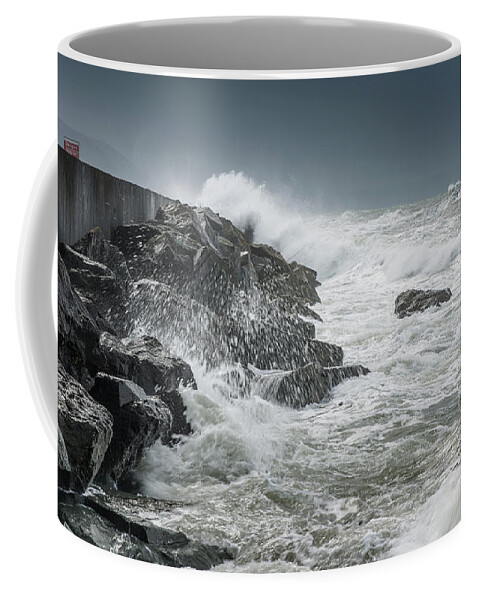 Frothy Seas Along the Jetty Coffee Mug by Greg Nyquist - Fine Art
