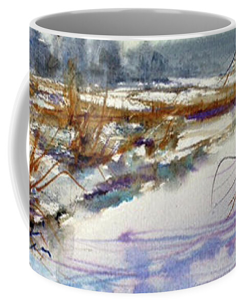Watercolor Coffee Mug featuring the painting Frozen River by Judith Levins