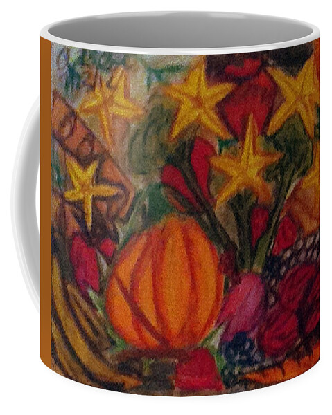 Fruits Coffee Mug featuring the pastel Fruits Galore by Andrew Blitman