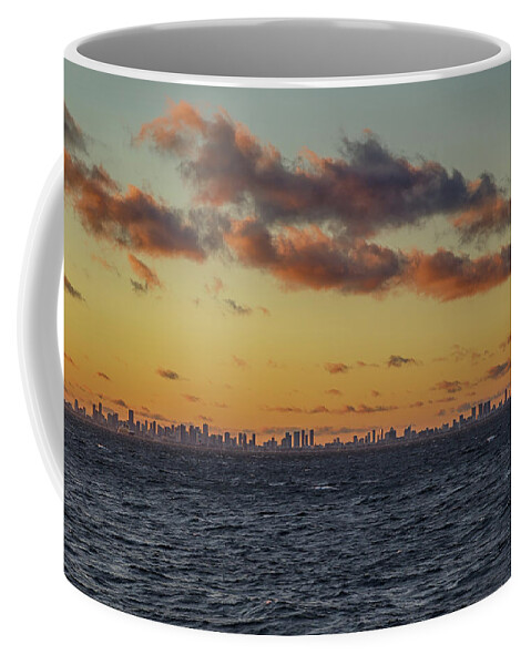 Miami Coffee Mug featuring the digital art Miami Sunset by John Haldane