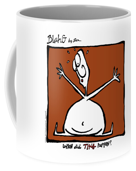 Face Up Coffee Mug featuring the drawing When Did All THIS Happen? by Dar Freeland