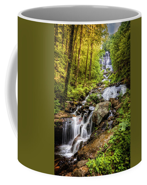 Appalachia Coffee Mug featuring the photograph Full Beauty Amicalola Falls by Debra and Dave Vanderlaan