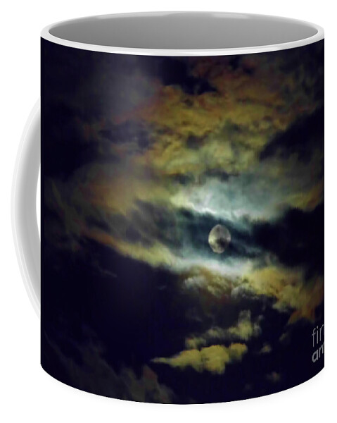 Moon Coffee Mug featuring the photograph Full Moon and Clouds by D Hackett