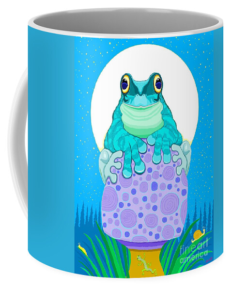 Frog Coffee Mug featuring the digital art Full moon Froggy by Nick Gustafson