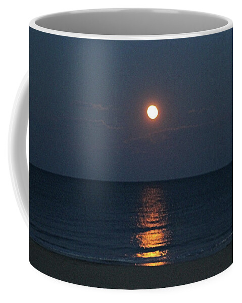 Water Coffee Mug featuring the photograph Full Moon's Glow On The Atlantic by Robert Banach