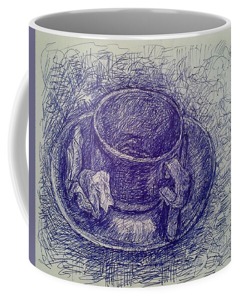 Coffee Coffee Mug featuring the drawing Full Of Thought by Sukalya Chearanantana