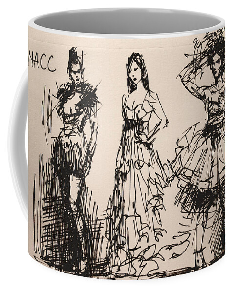 Fun Coffee Mug featuring the drawing Fun at Art of Fashion at NACC 3 by Ylli Haruni