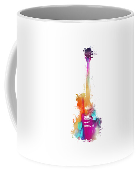 Guitar Coffee Mug featuring the digital art Funky colored Guitar by Justyna Jaszke JBJart