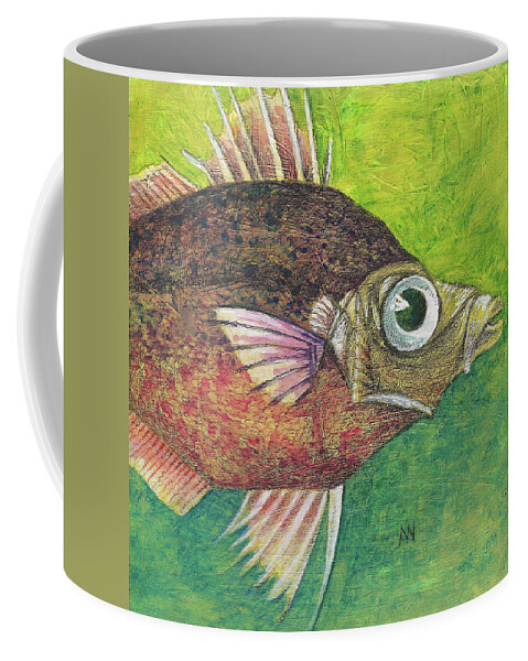 Fish Coffee Mug featuring the mixed media Funky Fish by AnneMarie Welsh