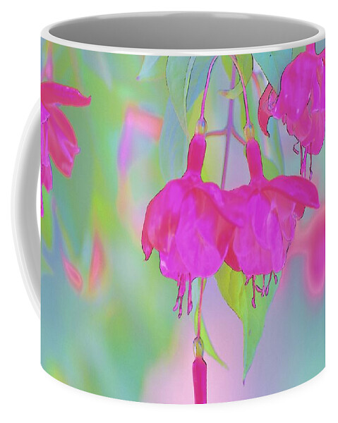 Linda Brody Coffee Mug featuring the digital art Fuchsia Flower Abstract by Linda Brody