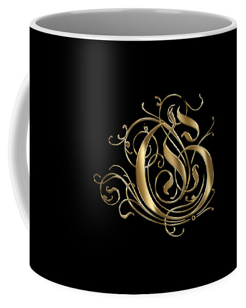 Gold Letter G Coffee Mug featuring the painting G Ornamental Letter Gold Typography by Georgeta Blanaru