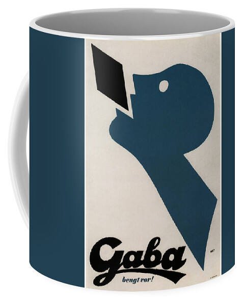 Gaba Coffee Mug featuring the mixed media Gaba beugt vor - Breath Candies - Vintage Advertising Poster by Studio Grafiikka