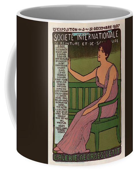 Galerie Georges Petit Coffee Mug featuring the mixed media Galerie Georges Petit - Societe Internationale de Peinture et Sculpture - Vintage Exposition Poster by Studio Grafiikka