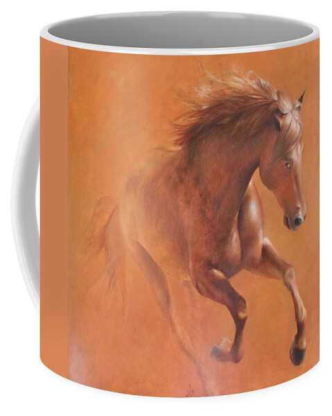 Horse Coffee Mug featuring the painting Gallop In The Desert by Vali Irina Ciobanu