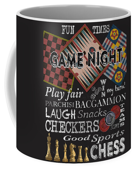 Jean Plout Coffee Mug featuring the painting Game Night-JP3500 by Jean Plout