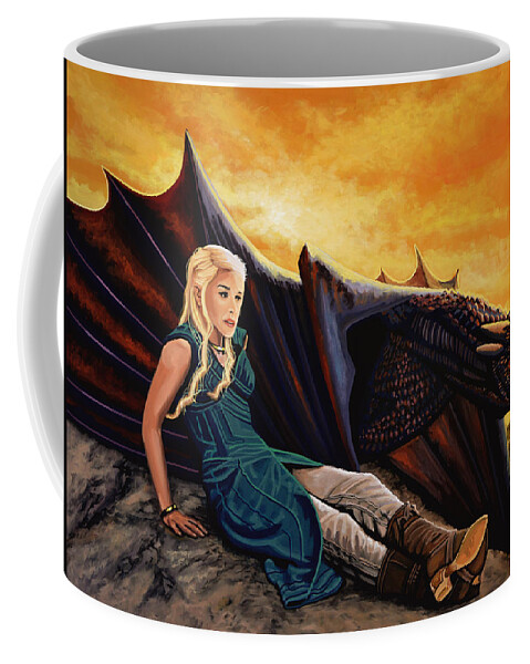 Daenerys Coffee Mug featuring the painting Game Of Thrones Painting by Paul Meijering