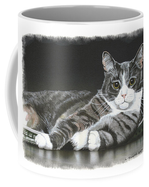 Cat Coffee Mug featuring the mixed media Game Over by Louise Howarth