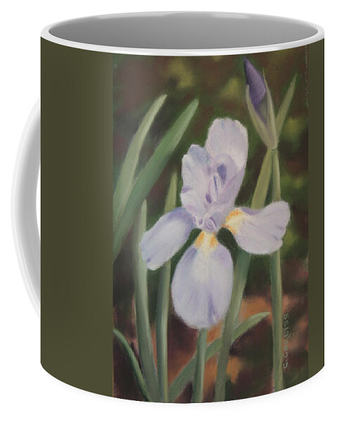 Iris Coffee Mug featuring the pastel Garden Beauty by Carol Corliss