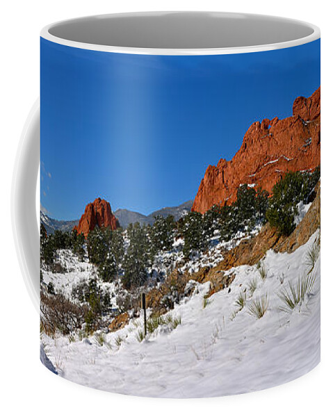 Garden Of The Cogs Coffee Mug featuring the photograph Garden Of The Gods Spring Snow by Adam Jewell