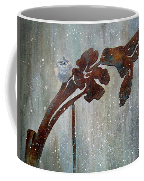 Birds Coffee Mug featuring the painting Garden Ornament-Titmouse by Mary McCullah