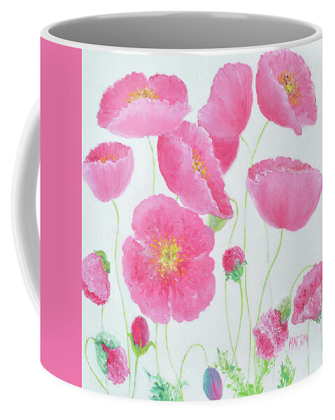 Pink Poppies Coffee Mug featuring the painting Garden Poppies by Jan Matson