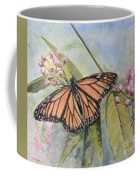 Monarch Coffee Mug featuring the painting Garden Visitor by Bev Morgan