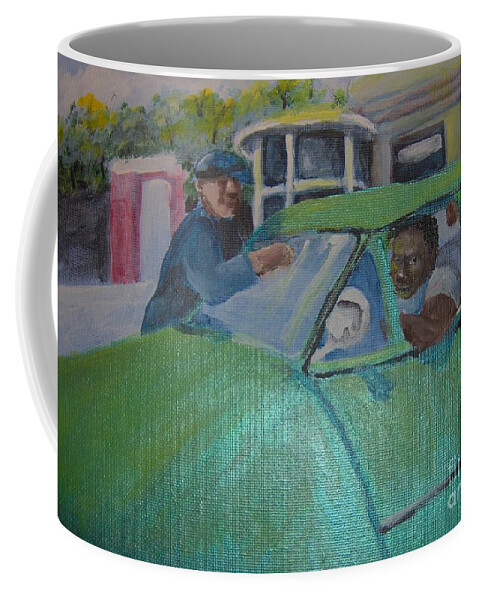 Gas Station Coffee Mug featuring the painting Gas Station by Saundra Johnson