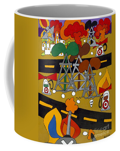 Desert Coffee Mug featuring the painting Gas Wars by Rojax Art