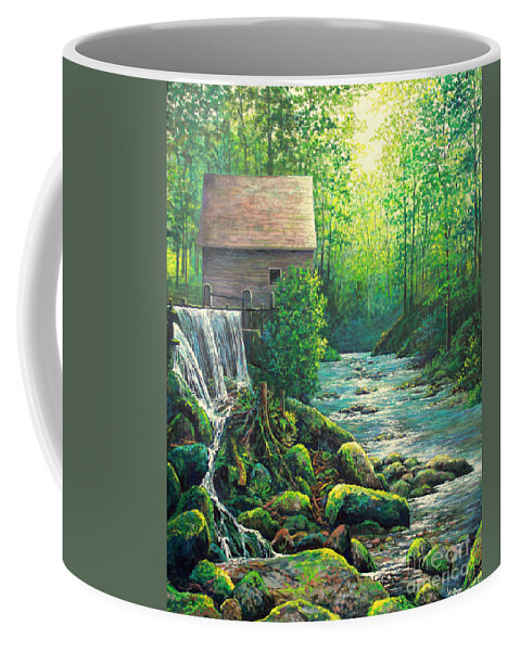 Gatlinburg Tennessee Mill Coffee Mug featuring the painting Gatlinburg Tenessee Mill by Lou Ann Bagnall