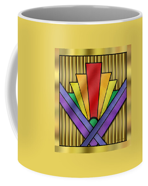 Staley Coffee Mug featuring the digital art Rainbow Art Deco by Chuck Staley