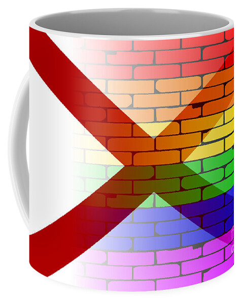 Alabama Coffee Mug featuring the digital art Gay Rainbow Wall Alabama Flag by Bigalbaloo Stock