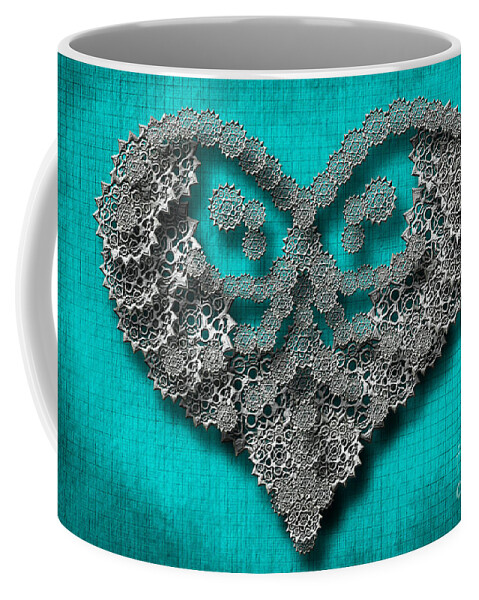 Digital Art Coffee Mug featuring the digital art Gear Heart by Afrodita Ellerman