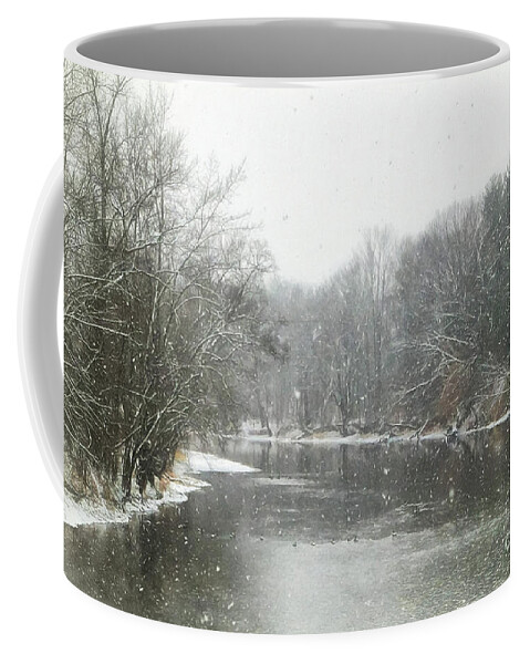 Farmington River Coffee Mug featuring the photograph Geese on the Farmington River by Lorraine Cosgrove