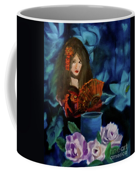 Geisha Coffee Mug featuring the painting Geisha by Jenny Lee