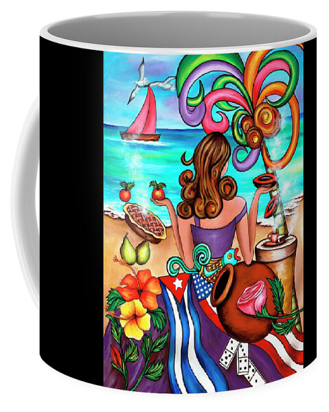 Cuba Coffee Mug featuring the painting Generation Spanglish by Annie Maxwell
