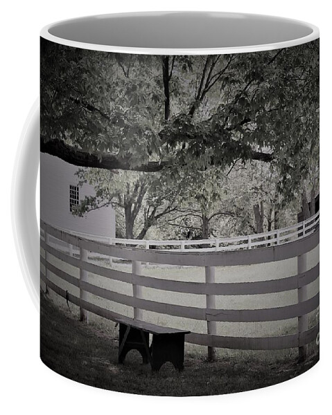 Gentle Country Day Black And White Coffee Mug featuring the photograph Gentle Country Day Black and White by Carol Riddle