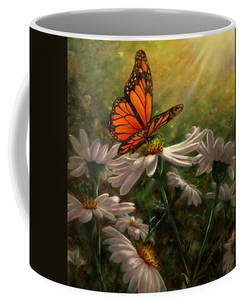 Monarch Butterfly Coffee Mug featuring the painting Gentle Landing by Lynne Pittard
