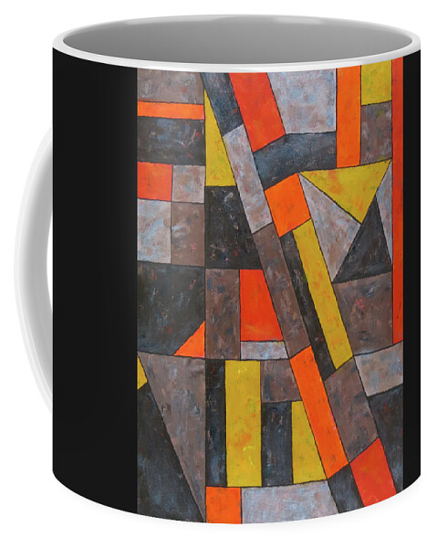 Geometric Abstract Coffee Mug featuring the painting Geometry 101 No. 5 by J Loren Reedy