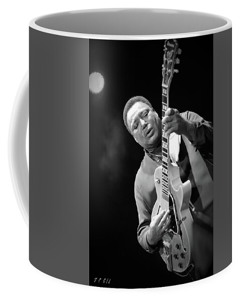Black And White Coffee Mug featuring the photograph George Benson B and W by Jean Francois Gil