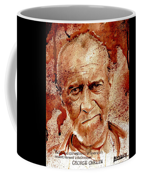 Ryan Almighty Coffee Mug featuring the painting GEORGE CARLIN dry blood by Ryan Almighty