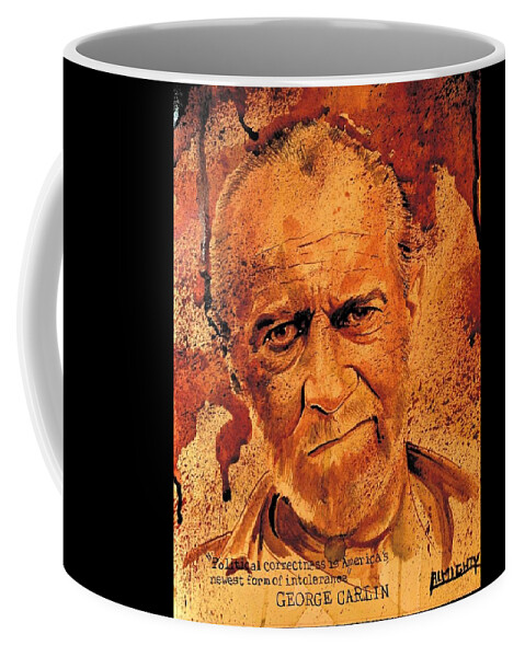 Ryan Almighty Coffee Mug featuring the painting GEORGE CARLIN fresh blood by Ryan Almighty