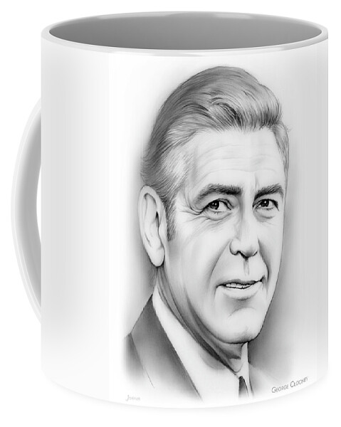 George Clooney Coffee Mug featuring the drawing George Clooney by Greg Joens