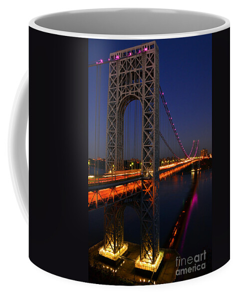 George Coffee Mug featuring the photograph George Washington Bridge at Night by Zawhaus Photography