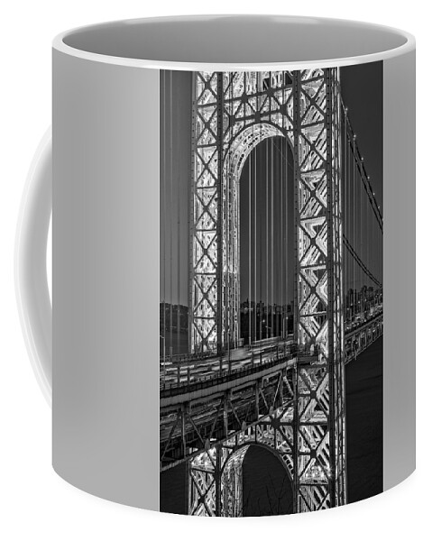 George Washington Bridge Coffee Mug featuring the photograph George Washington Bridge GWB BW by Susan Candelario
