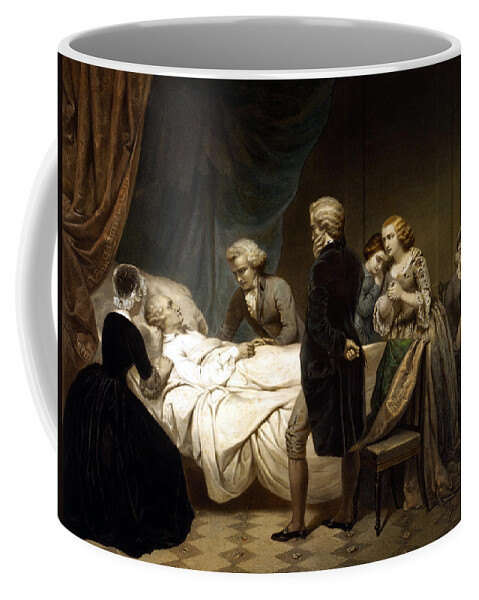 George Washington Coffee Mug featuring the painting George Washington On His Deathbed by War Is Hell Store