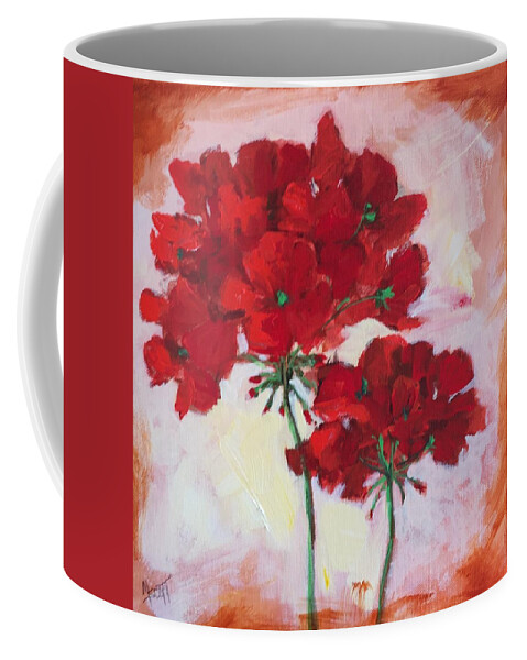 Geraniums Coffee Mug featuring the painting Geranium by Mary Scott