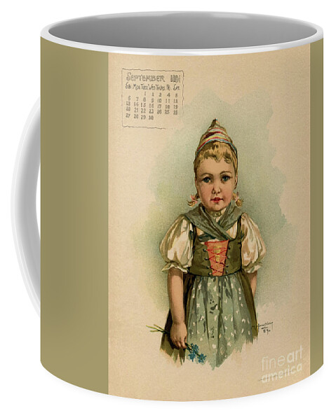  Coffee Mug featuring the drawing German Girl Maud Humphrey 1891 by Heidi De Leeuw