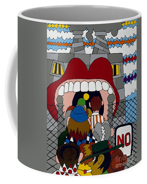 Factory Building Coffee Mug featuring the painting Get A Job by Rojax Art